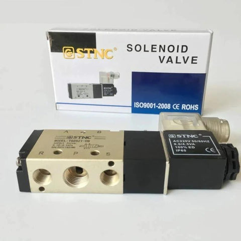 One Quarter Inch Two Position Five Port STNC Air Solenoid Valves TG2521 08 Pneumatic Control Valve That Plays Nice With 12V 24V 110V 220V AC Power