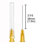 100 Pack 25 Gauge 1.5 Inch Luer Lock Needles For Lab Use Pro Grade Stainless Steel, Individually Wrapped, Thickened Design With 163.58 Degree Camber, Ideal For Scientific Measurements, Ink Refill, Industrial Tools; 25G 38mm needle shown