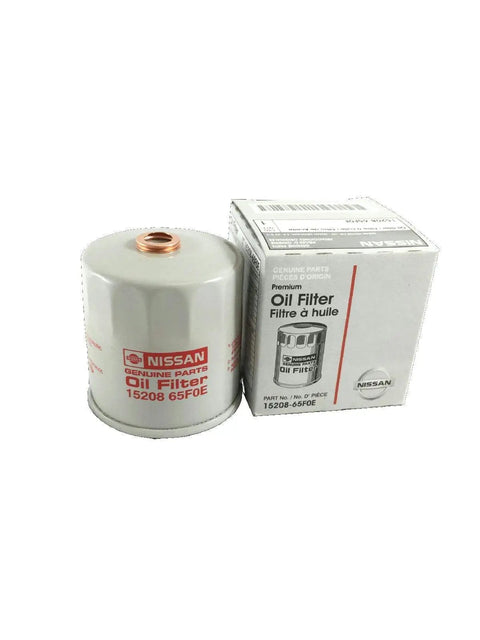 Nissan OEM Part Direct From The Factory, Genuine Catalog Part No 15208-65F0E Oil Filter with packaging, Vehicle Specific