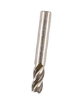 End mill bit, 10mm diameter, 4-flute HSS with straight shank, side view