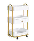 Salon Trolley Cart With Three Trays And One Drawer Mobile Hair Styling Station On Two Lockable Wheels Pro Grade