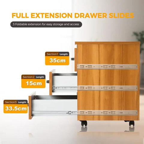 22 Inch Heavy Duty Soft Close Drawer Slides Set with 10 Pairs Side Mount Ball Bearing Rails shown installed on wooden cabinet drawers