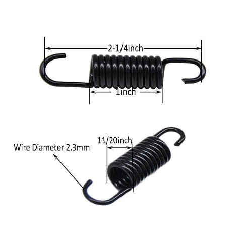 Heavy Duty Replacement Recliner Springs For Couches And Sofas, Sweet Two Point Two Five Inch Black Coils With Snug Hooks, Pack Of Eight showing dimensions.