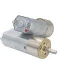 Heavy Duty DC Gear Motor With Precision Speed Reduction Box For DIY Car And Boat Models, silver metal casing and output shaft.