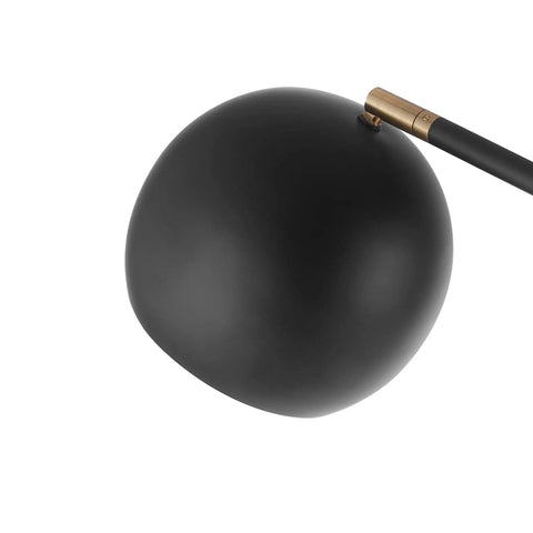 Close-up of 60-Inch Floor Lamp With Matte Black Finish, Brass Pivot, Metal Shade, Inline On Off Foot Switch, Adjustable Arm, 6 Foot Cord.