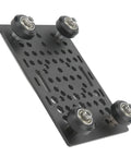 Beefed Up Heavy Duty Aluminum Gantry Plate Set Universal 20mm To 80mm Extrusion Fit with pulleys and bearings in black.