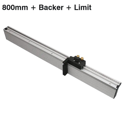 Heavy Duty Aluminum Miter Gauge Extension Fence With Slick Sliding Flip Stop Compatible With Table Saw Router Table T Track Slot Top Shelf Workshop Gear 800mm, showing 800mm length and backer detail.