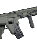 Scar L Licensed Full Size Spring Powered Airsoft Rifle with manual cocking, visible tactical rails, and magazine on white background