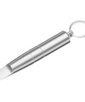 Must Have All In One Multitool With Package Cutter Brush And Phone Ejector Pin for everyday carry showing metal body and cutter blade.
