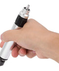 Hand holding Badass Pneumatic Micro Die Grinder Screaming At 35000 RPM Air Powered Polisher and Engraver for precise work.