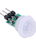 Mini Infrared Motion Sensor Module AM312 For DIY Projects, High Sensitivity Body Sensor With Digital Output, Detects Human Movement, DC 2.7V To 12V, Perfect For Home Automation And Smart Gadgets. Compact green PCB PIR sensor with white dome and 3-pin header