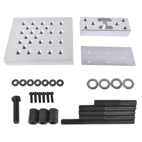 Heavy Duty Universal Drill Press Support Block Plate Tool Set Featuring 30 Ton Hydraulic Shop Press Plates For Bearing And Bushing Removal And Installation Wheel Hub And Suspension Repair Ready, steel plates and pins kit