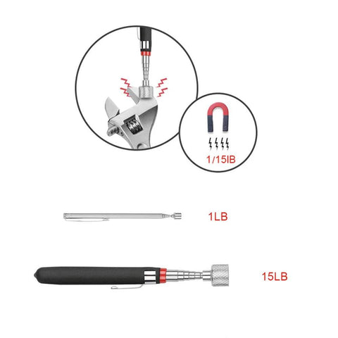 Three Pack Telescoping Magnetic Pickup Tool Set With A 15 Lb Magnet Reach From 7.2 To 30.7 Inches Plus An Extendable 1 Lb Magnet