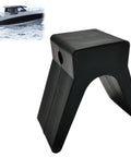 V-Shape Boat Trailer Bow Stop, 2 Inch Mounting Width, 4 Inch V-Span, Rubber Bow Block, V-Style Trailer Roller Stop, Non Marking Polyurethane, 1/2 Inch Mounting Holes on black trailer bow stop