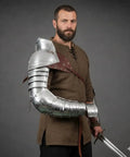 Medieval Single Arm Pauldron Spaulder Armguard Replica Prop Fully Functional Wearable Reenactment Costume Gear Articulated Sleeve Armor