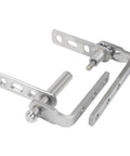 Heavy Duty Stainless Steel Double Action Door Hinges With Self Return Spring For Cafe Bar And Saloon Built Tough Dual Swing Hardware, close-up view.