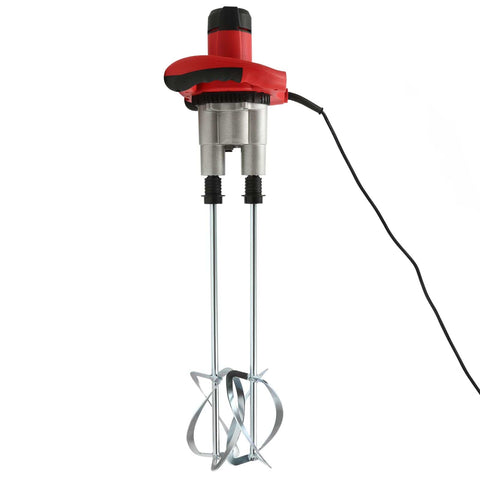 Beast 2800W Dual Paddle Electric Mortar Stirrer with 6 Speed Control, red handle, aluminum head, galvanized paddles