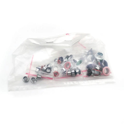 100 Piece Round Metal Eyelets Kit For Leather Crafting, Scrapbooking, Jewelry Making, Canvas Bags And Sewing, Iron Grommets Fasteners, White Finish, Durable, Easy Install, All In One Grommet Set For DIY Projects, bag of white metal eyelets