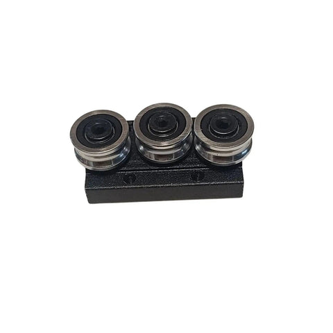 V400 3D Printer Pulley Kit With Ball Bearing Sliders And Guide Rollers on black aluminum base