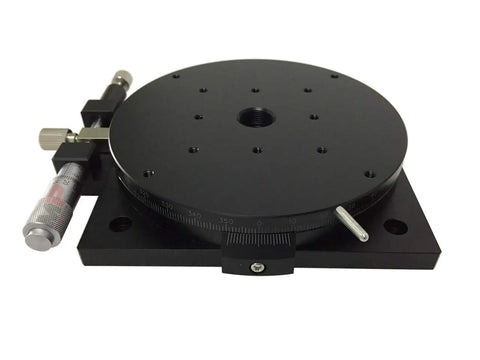 R125B L Manual Rotating Stage With 125 mm Platform Diameter Ball Bearing Construction 360 Degree Coarse Rotation Plus Minus 5 Degree
