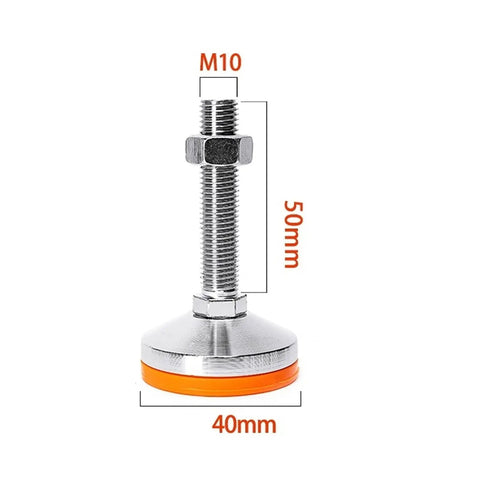 Solid As A Rock Adjustable Rubber Floor Leveling Feet Featuring Thick Carbon Steel Base And Threaded Lift Mechanism for stable support.