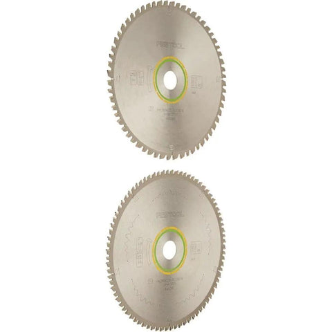 Kapex KS 120 Universal And Fine Tooth Blade Set For Precise Miter Saw Work, two blades with fine and universal teeth shown
