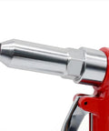 Air Powered Pneumatic Rivet Gun Set For Heavy Duty Riveting, Durable Stainless Steel And Aluminum Alloy Build, Pro-Grade High-Performance Pop Riveter Tool For Quick Pull Rivets, Ideal For Automotive, Metal Fabrication, And DIY. close-up nozzle