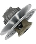 Premium Secondary Drive Clutch Assembly 420280173 for Max 500 and 650 snowmobiles in silver and gray color.