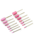 Top Shelf 10 Piece Mandrel Mounted Grinding Stones And Polishing Wheels Kit For Rotary Tools Precision Abrasive Points Set 12Mm Cylinders Heavy Duty with pink grinding stones.
