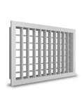 Pro Grade High Volume Diffuser Grill ID2 With Double Deflection White Steel 16x6 Inch Adjustable Blades HVAC Airflow Grille For Commercial Spaces Ventilation Register For Shopping Centers 2 To 4 Weeks Production Time, angled view