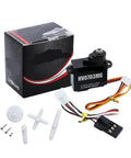 High Performance 3 Kg Digital Coreless 8.4 Volt Sleek Brushless Servo with accessories for RC cars and helicopters.