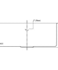 Undermount Small Corner Radius Single Bowl Sink With Polished Satin Finish Beefy Sound Absorption Padding And Coating 18 Gauge 304 Stainless Steel Chrome Nickel Blend for a Quiet Durable Kitchen Upgrade - technical side view.