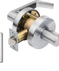 Aug 30 26D Grade 2 Commercial Duty Passage Lever, ADA Compliant, Satin Chrome Finish, shown with a latch assembly.