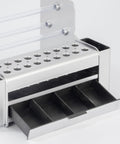 Beefy Portable Tool Organizer With Roomy Sliding Drawer For Screwdrivers And Tweezers - features a silver metal design with sliding tray.