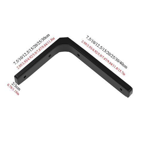 Heavy Duty Shelf Brackets 90 Degree Corner Brackets With Gusset Cast Iron Wall Mount Shelf Holders For Garage Or Workshop Rock Solid Industrial L Bracket in black, showing measurements and angle.