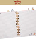Open Winnie The Pooh Tab Journal Notebook With 96 Lined Pages, Spiral Bound 8x7 Inch White Vinyl Cover, Illustrated Dividers Visible