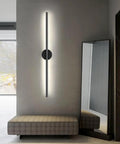 DFEDHF Minimalist Black Linear Wall Sconce - Slim LED Stick Light Fixture for Indoor Use, 80cm wall-mounted light in modern setting.