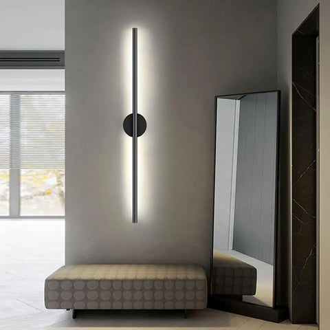 DFEDHF Minimalist Black Linear Wall Sconce - Slim LED Stick Light Fixture for Indoor Use, 80cm wall-mounted light in modern setting.