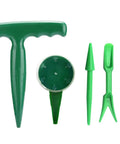 4 Pack Garden Hand Planter Seeder Tool Set With Adjustable Seed Dispenser, Dibber, Widger, Ergonomic Crank, Lightweight Plastic