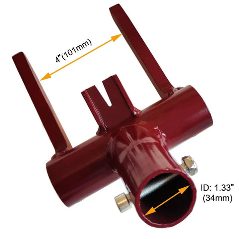 Back-Saver Pallet Breaker Head Only With Nail Puller, red steel head for 1-inch pipe handle, 4-inch width, 1.33-inch ID