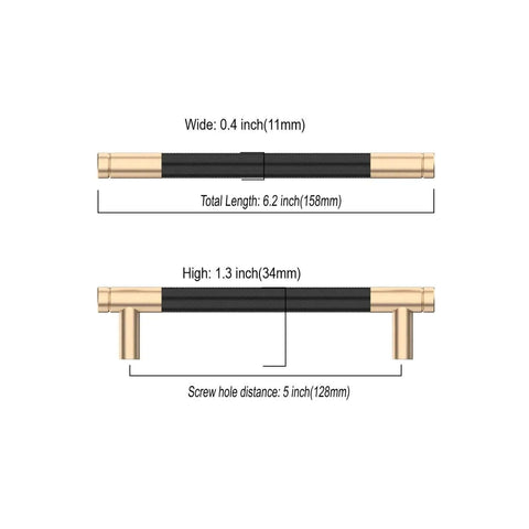Dimensions and specifications of Heavy Duty 5 Inch Matte Black Cabinet Pulls Knockout Knurled Kitchen Drawer Handles.