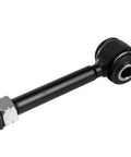 TRQ rear suspension link with ball joint end, close-up view, black steel rod
