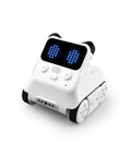 Codey Rocky Interactive Coding Robot For Kids Aged 6 To 12, Beginner Friendly Remote Control Toy That Sparks Problem Solving, Logic, And Coding Fun Totally Dope Right Out Of The Box. White panda coding robot with wheels and LED face