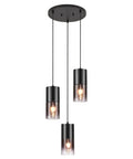 Black Industrial Kitchen Island Pendant Light With Black Glass Shade 3 E26 Bulbs Farmhouse Chandelier Fixtures 59 Inch Adjustable Cord
