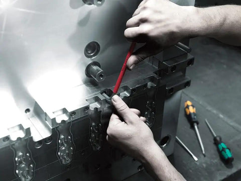 User utilizing Hex-Plus 9-Piece Multicolor Imperial 2 L-Key Set With Wear-Resistant Markings And Clip BlackLaser Finish on machinery