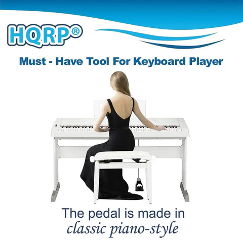 Woman playing piano with Six And A Half Foot Universal Keyboard Sustain Pedal With One Quarter Inch Plug And Play And Polarity Switch