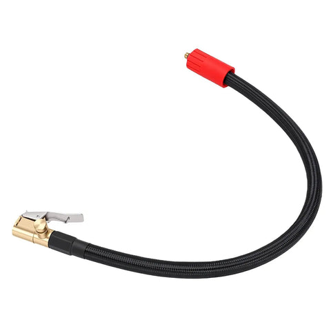 Heavy Duty Tire Inflator Extension Hose With 40 Cm Flexible Quick Clip Chuck, black braided hose with brass chuck