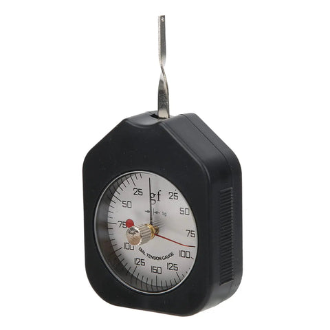 Pocket Size Dial Tension Meter Gauge For Measuring Force With Dual Needle Readout Portable Pull Tester And Compact 150 Gram Capacity Backpack Friendly Tension Gauge, black dial