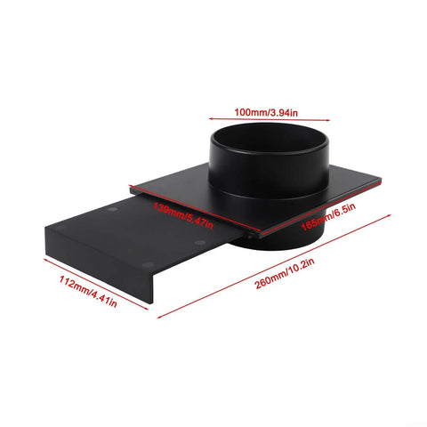 Sturdy Abs Dust Collection Hose Connector With Three-Way Valve 100mm, black polymer splitter with dimensions for shop vac use.