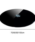 360 Degree Rotating Lazy Susan Turntable For Dining Tables And Kitchen Countertops Black Tempered Glass Base Large Round Tabletop Tray